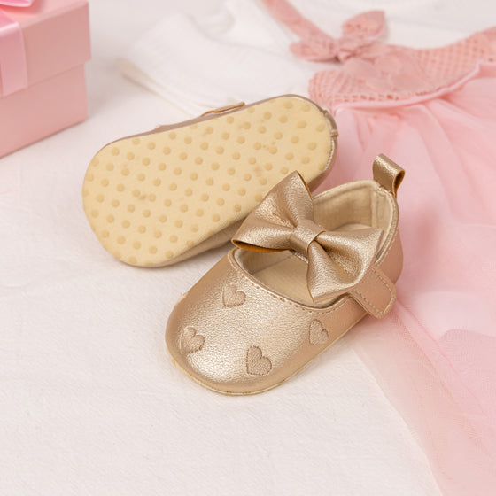 Metallic Gold infant shoes with velcro. HMZ161G