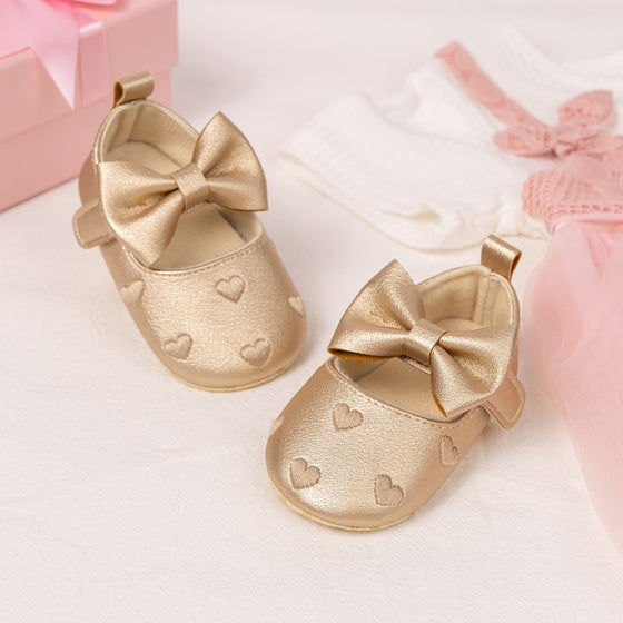 Metallic Gold infant shoes with velcro. HMZ161G