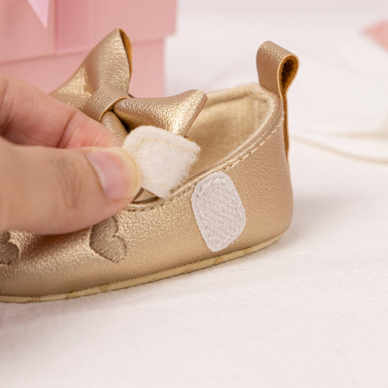 Metallic Gold infant shoes with velcro. HMZ161G