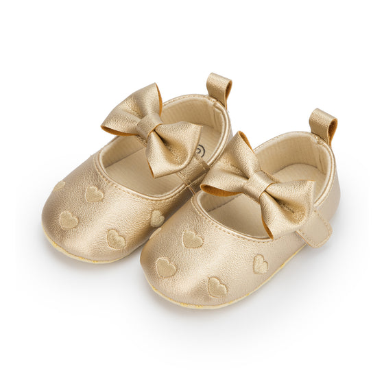 Metallic Gold infant shoes with velcro. HMZ161G