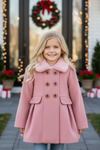 Pleated blush jacket with fur collar. TPG40410 ST