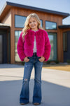 Fuchsia faux fur cozy jacket. TPG40415AMY