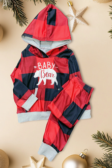  Baby bear plaid jogger set. PJG501322040-JEAN