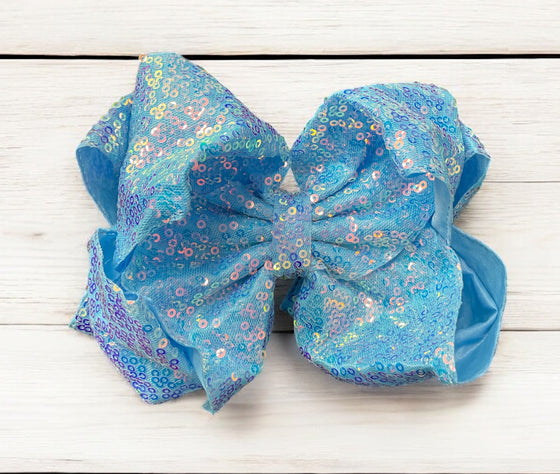 6.5" Double layer sequins hair bows. 4pcs/$10.00 DBW-2 (Added Inventory💖