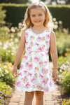 Cute pink coquette bow printed on white Hi-Performance active dress w/attached shorts. GSD031212-JEAN