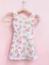 Cute pink coquette bow printed on white Hi-Performance active dress w/attached shorts. GSD031212-JEAN