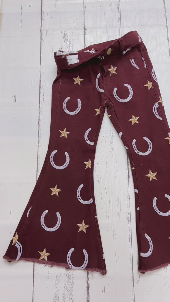 HORSESHOE & STAR PRINTED BOOTCUT DENIM JEANS. PNG25153009-LOI