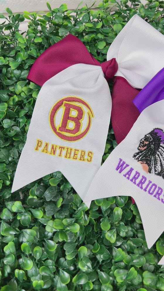 7" X 7" Cheer hair bows with alligator clip. 4pcs/$10.00