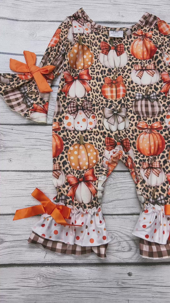 Cute pumpkin printed girls romper. RPG53658 AMY