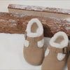 Khaki sherpa slip on shoes. CG5149