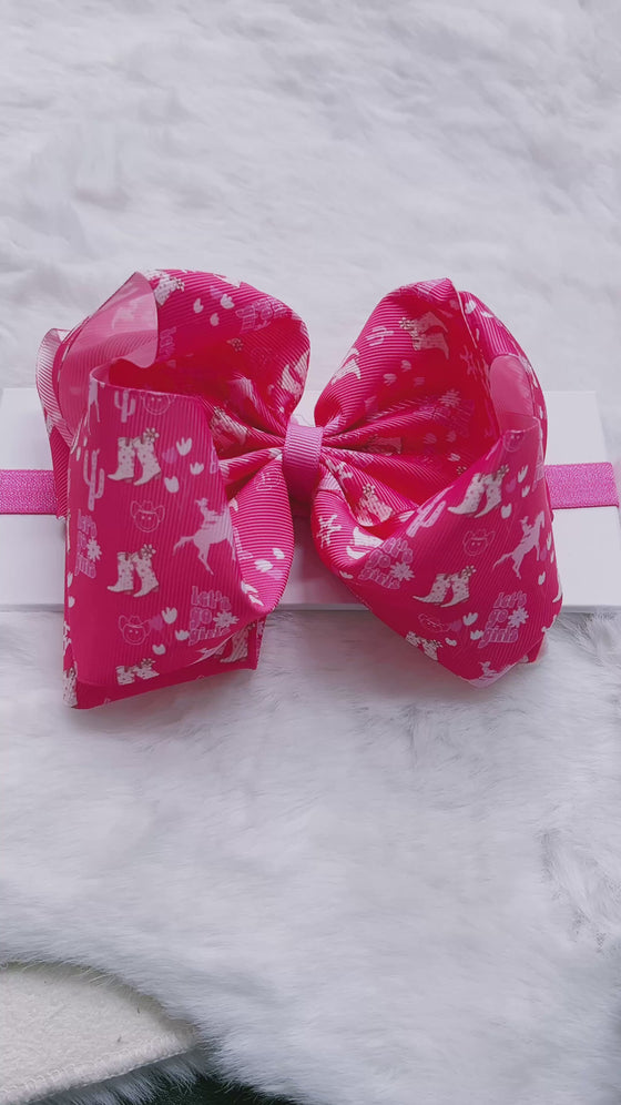 Let's go girls" Western fuchsia double layer headband. 4PCS/$10.00 BW-DSG- B11