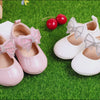 Front bow with rhinestones baby shoes. (Pink) CG5366