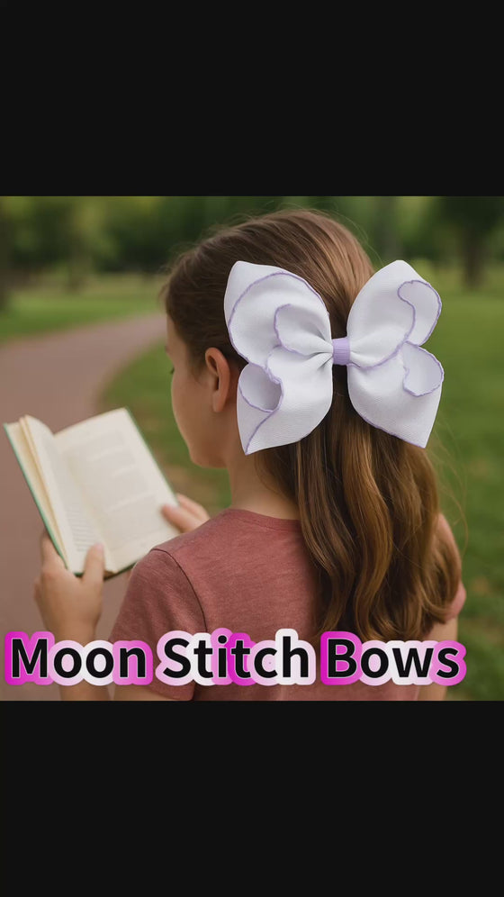 5" Moon Stitch cute hair bows. 4pcs/$10.00 BW-DSG-B12