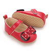 Red dressy baby shoes w/red front bow. BYQ4150R