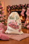 18.5" X 26.5 "North Pole pink train printed Christmas sack. SA2026-1