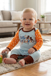 Little Buckaroo" western printed baby romper w/ fold over footie. RPB60578 AMY