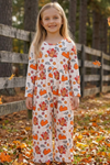 Turkey printed girls jumpsuit with back buttons. LR0425-30-SOL