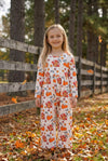 Turkey printed girls jumpsuit with back buttons. LR0425-30-SOL