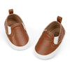 Brown Pleather slide of baby shoes with elastic. CG5112B