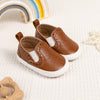 Brown Pleather slide of baby shoes with elastic. CG5112B