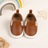 Brown Pleather slide of baby shoes with elastic. CG5112B