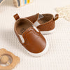 Brown Pleather slide of baby shoes with elastic. CG5112B