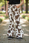 Brown cow spotted boot cut jeans. B2026-JEAN