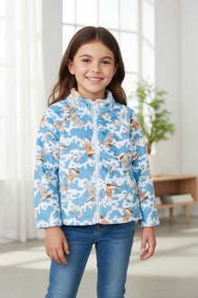  Soft fleece western printed zip up jacket. (unisex) TPG51036 SOL