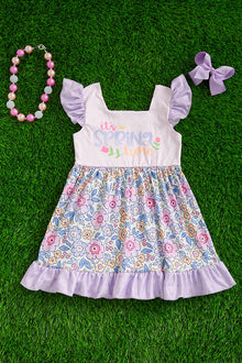  IT'S SPRING TIME" FLORAL PRINTED RUFFLE DRESS. DRG251323024-SOL