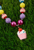 MULTI-COLOR BUBBLE NECKLACE WITH CUPCAKE PENDANT.. (3PCS/$15.00) ACG251323004