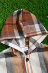 FROM BABY TO BIG KID, BROWN TONE/ PLAID HOODIE SHIRT. TPG651122260-SOL