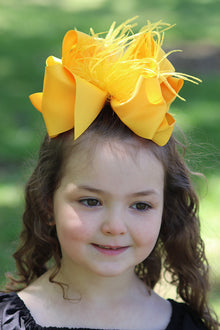  DANDELION FEATHER HAIR BOW 7.5" WIDE 4PCS/$10.00  BW-662-F