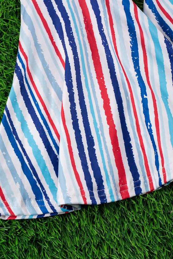 LITTLE MISS AMERICA! COLD SHOULDER TOP & STRIPE BELLS. OFG30173005-AMY