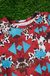 BROWN COW SPOTTED W/ AZTEC PRINTED BABY GOWN. PJG15113006-ONE SIZE
