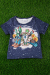 MOMMY & ME NAVY BLUE COW SKULL & BOOTS PRINTED TEE. TPG251523009-S-J