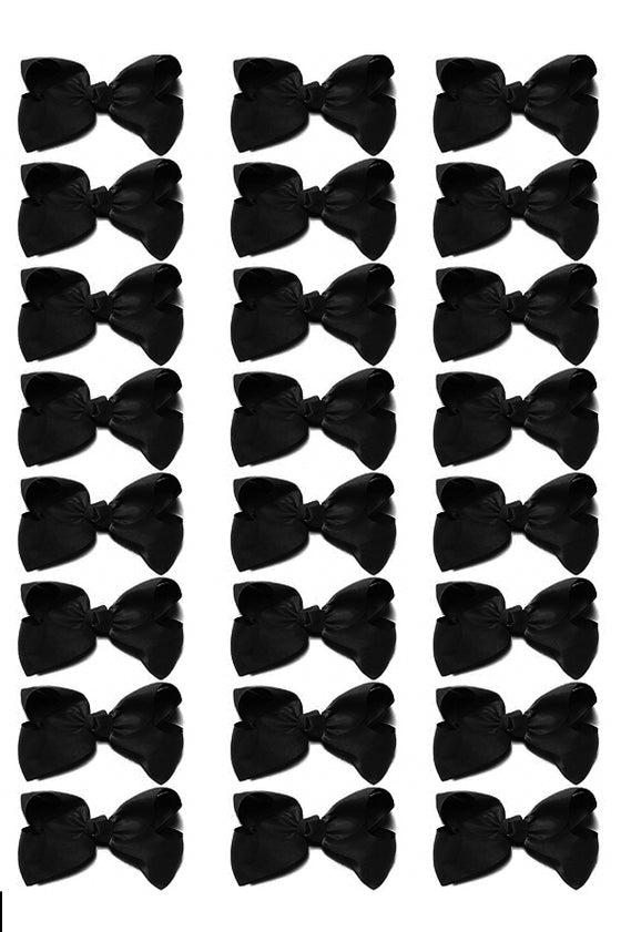 BLACK BOWS 4IN WIDE BOWS 24PCS/$7.50 BW-030-4