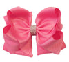 HOT PINK RHINESTONE BOW 6.5 " WIDE 5PCS/$10.00 BW-156-S