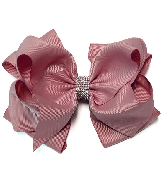 ROSY MAUVE 6.5" WIDE HAIR BOWS. 5PCS/$10.00 DOUBLE LAYER. BW-165-S