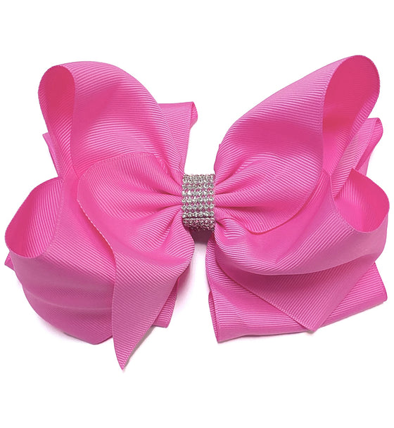 ROSE BLOOM 6.5" WIDE HAIR BOWS. 5PCS/$10.00 DOUBLE LAYER. BW-182-S