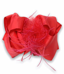  LA ROSA FEATHER HAIR BOW 7.5 WIDE 4PCS/$10.00 BW-198-F