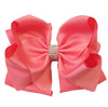 CORAL ROSE RHINESTONE HAIR BOW 6.5" WIDE 5PCS/$10.00  BW-210-S