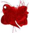 RED FEATHER HAIR BOW 7.5"WIDE 4PCS/$10.00 BW-250-F