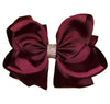 BURGUNDY RHINESTONE HAIR BOW, 6.5" WIDE 5PCS/$10.00 BW-277-S