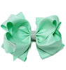 AQUA RHINESTONE BOW 6.5 " WIDE 5PCS/$10.00 BW-314-S