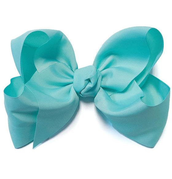 MISTY TURQUOISE 7.5" WIDE HAIR BOWS 12PCS/$18.00 BW-317-P