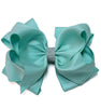 MISTY TURQUOISE RHINESTONE HAIR BOW , 6.5" WIDE 5PCS/$10.00  BW-317-S