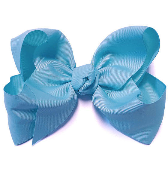 TURQUOISE 7 INCH HAIR BOW, 12 PCS/$18.00 BW-340-P