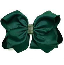  FOREST GREEN RHINESTONE BOW 6.5 " WIDE 5PCS/$10.00 BW-347-S