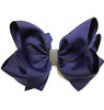 NAVY BLUE RHINESTONE BOW 6.5 " WIDE 5PCS/$10.00 BW-370-S