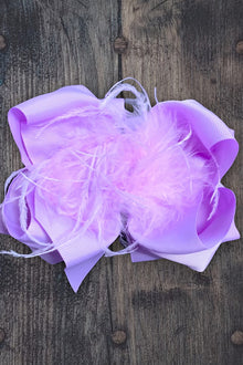  ORCHID FEATHER BOW 4PCS/$10.00 7.5IN WIDE BW-430-F